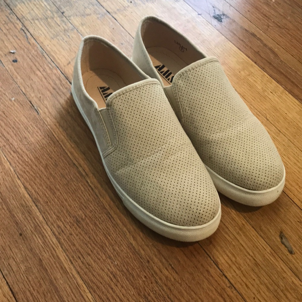Taupe/ blush slip ons